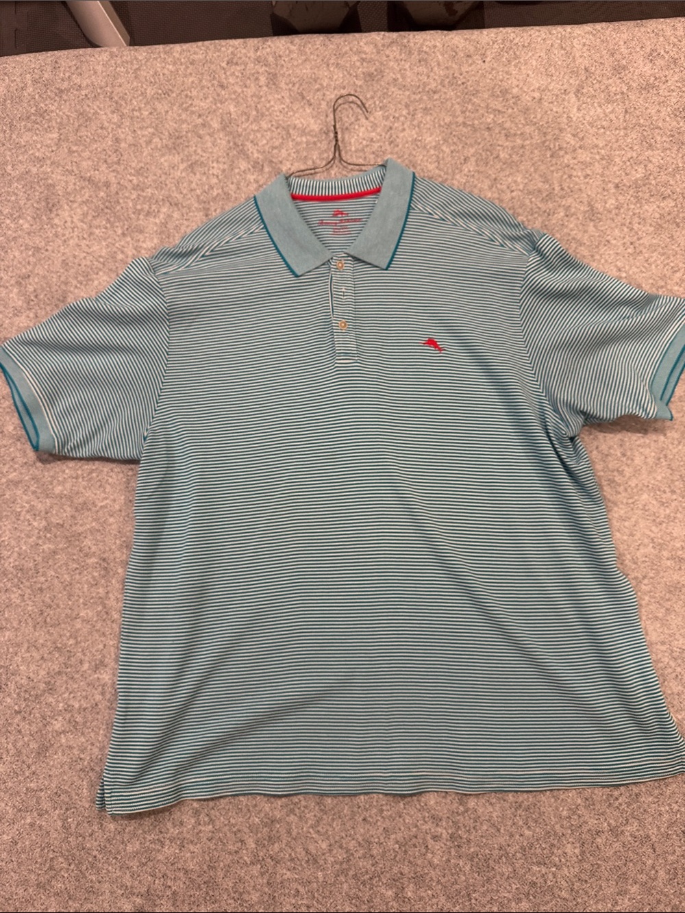 Tommy Bahama Men's Teal Striped Polo Shirt - Short Sleeve